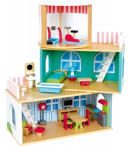 Variabilný drevený dom pre bábiky