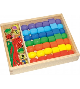 Drevené navliekacie korálky - box Jumbo