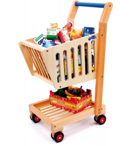 Detský drevený nákupný vozík